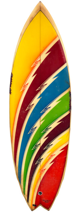 Lightning Bolt Rory Russell model twin fin surfboard (mid 1980’s)